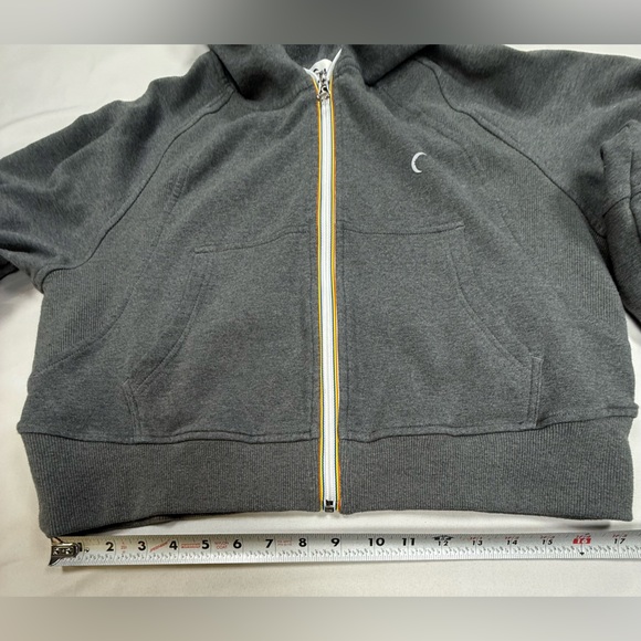 ZYIA Dark Gray Cropped Zip Hoodie with Yellow Trim - Picture 10 of 14